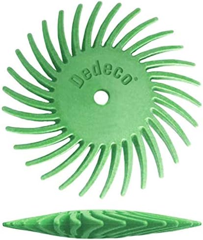 Dedeco Sunburst Radial Bristle Discs 12-Pack - 1-1/2" Curved Knife-Edge - Light Green 14000 Grit (Ultra-Fine 1 Micron) - Aluminum Oxide for Polishing & Surface Finishing