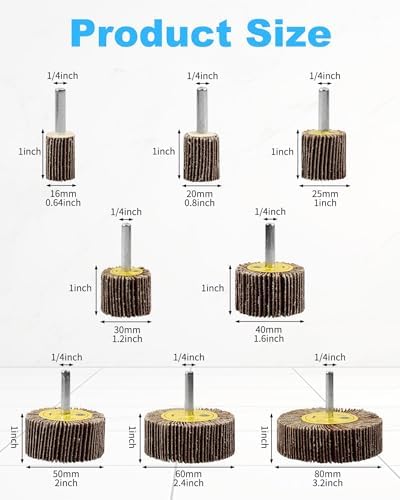 Rocaris 96 Pack 1/4" 80 Grit Abrasive Flap Wheel Sander Set