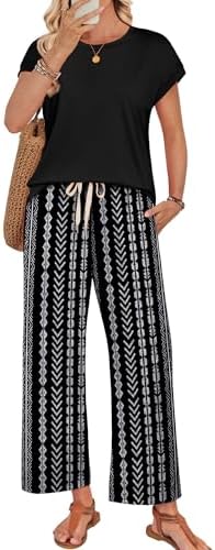 WIHOLL Two Piece Sets for Women Summer Spring Outfits Lounge Sets Beach Vacation Clothes Airport Travel Matching Clothing