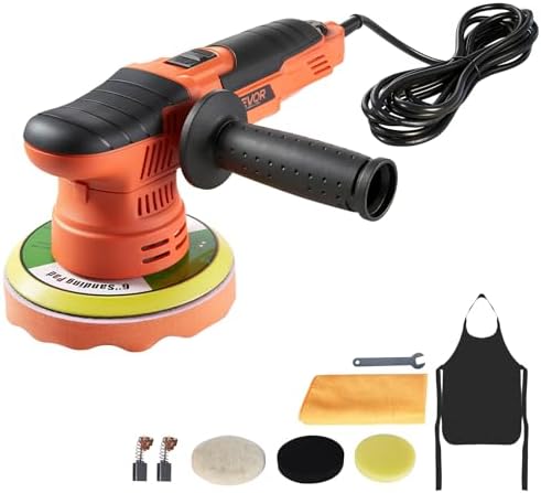 VEVOR Car Buffer Polisher, 6-Inch Dual Action Polisher Buffer Waxer, 650W 6 Variable Speeds 2000-6800RPM Random Orbital Polisher Kit for Cars Detailing, Waxing, Polishing