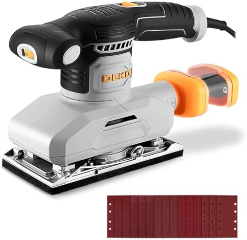 2.2 Amp 1/3 Sheet Palm Sander for Woodworking, Variable Speed up to 26,000 OPM, Corded Electric Sheet Finishing Sander with 15 pcs Sandpaper and Dust Box for Wood Polishing Sanding