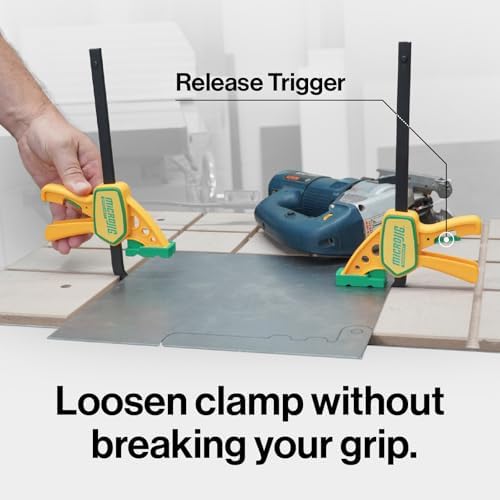 MICROJIG MatchFit Grr-rip Clamps, Dovetail, T-Track Compatible, for Woodworking Jigs, Sleds, Workbenches, Squeeze Action, DVC-625QCK2, 2-Pack, Yellow