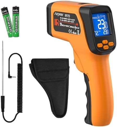 Infrared Thermometer Temperature Gun 1472°F, 12:1 Laser IR