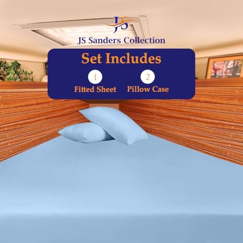 JS Sanders V Berth Boat Sheet 3 Pcs 600 TC Egyptian Cotton,Light Blue