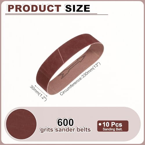 HARFINGTON 1.2 x 13 Inch Sanding Belts, 10 Pcs 600 Grits Aluminum Oxide