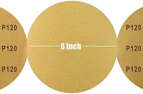 100 PCS 6 Inch PSA Sanding Discs 120 Grit Sandpapers Self Stick Sand Paper Adhesive Backed Sandpaper Roll Designed for Woodworking Metal Polishing