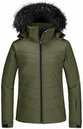 Skieer Women's Ski Jacket Waterproof Warm Puffer Thick Hooded Winter Coat