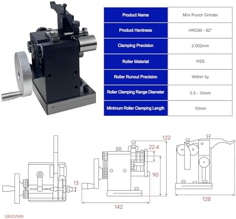 High Precision Vertex Mini Punch Grinding Machine Cylinder Mini Punch Grinder High Precision Needle Grinding Machine for Milling Drilling Machine Clamping Accuracy 0.002mm