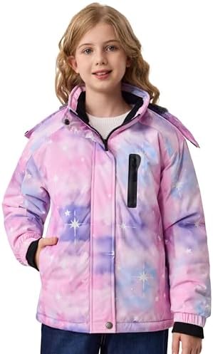MoFiz Girl's Ski Jacket Fleece Snow Winter Coat Kids Warm Snowboard Jacket