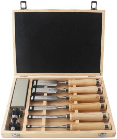 8 Pcs 11.4in Wood Chisel Sets with Wooden Case