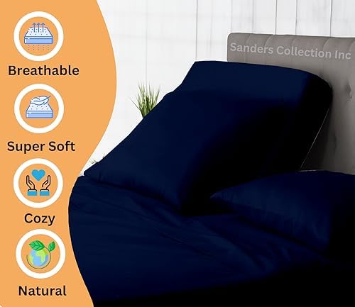 Sanders Collection Inc SCI Top Split Flex Sheet Set for Adjustable Bed California King Size,Navy Blue