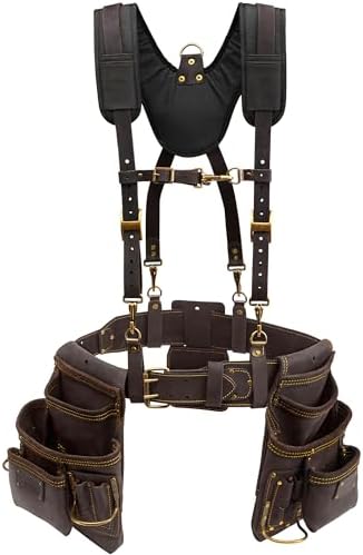 OX Framing Leather Tool Belt + Suspenders - Carpenter Tool Belt Rig- Size L