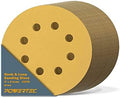 POWERTEC 100 PCS 60 Grit - 5 Inch 8 Hole Hook and Loop Sanding Discs, 5" Sanding Pads for Automotive, Drywall, Woodworking with Orbital Sander, Air, and DA Sander (44006G-50-P2)