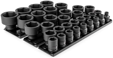TEKTON 3/4 Inch Drive Impact Socket Set, 33-Piece | SID93107 | (1/2 - 2-1/2 in.), Shallow, 6-Point, Socket Rail