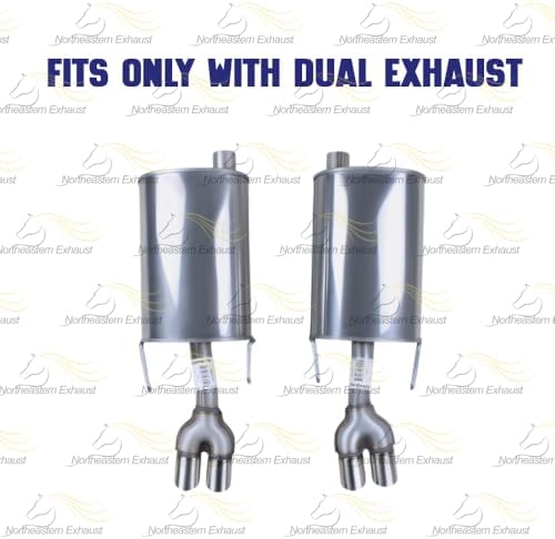 Northeastern Exhaust | Stainless Steel Driver & Passenger Side Dual Tip Muffler Exhaust System Kit Compatible for Pontiac Grand Prix 2003-2008 3.8L | Free Clamps Included | Automotive Replacement Part