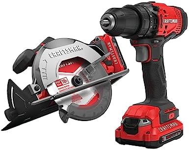 CRAFTSMAN V20 Cordless Power Tool Combo Kit, with Drill/Driver, Circular Saw, 2 Batteries and Charger (CMCK202C2)