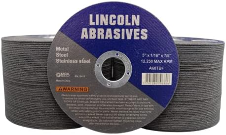 100 Pc 5" x 1/16" x 7/8" Cut-Off Wheels Lincoln Abrasives Metal & Stainless Steel