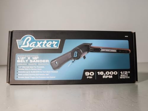Fits Baxter 1/2 in x 18 in Professional Air Belt Sander – Pneumatic Finger Belt Sander Metal, Auto Body & Welding – 16,000 RPM Variable Speed File Sander with 360° Rotating Arm, Narrow Detail Sanding