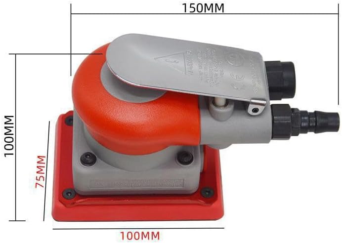 BTER Air Orbital Sander, 10000rpm 75x100mm Square Pneumatic Palm Sander, Sanding/Grinding/Polishing Professional Alloy Steel Pneumatic Sander for Wood, Composites, Metal, Car Beauty