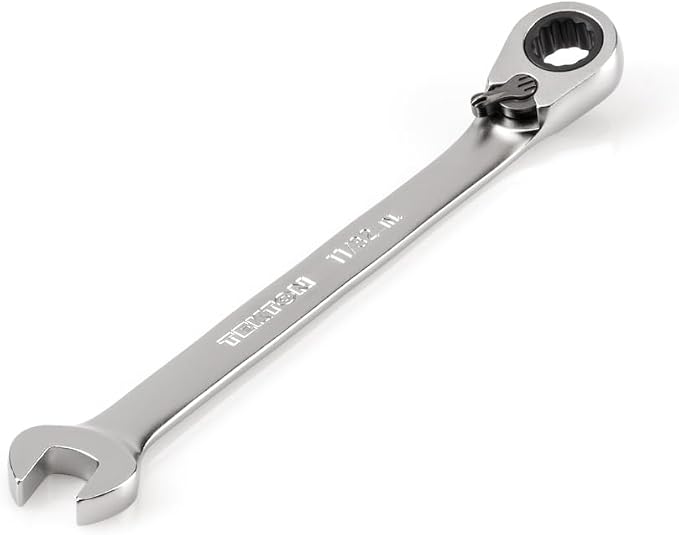 TEKTON 11/32 Inch Reversible Ratcheting Combination Wrench | WRC23309 | 12-Point, Satin Chrome Finish