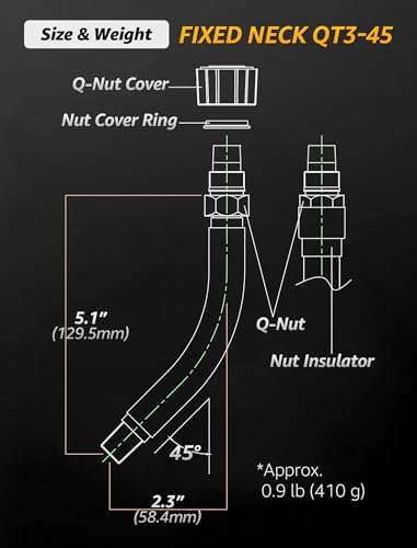Mig Welding Gun Accessories Aluminium Fixed Neck QT3-45° Replacement for Bernard style Neck QT3