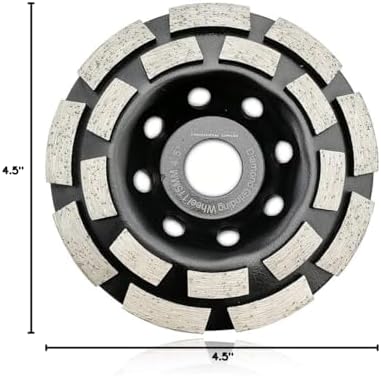 SHDIATOOL 4-1/2 Inch Double Row Diamond Grinding Cup Wheel for Concrete Granite Marble Masonry Brick Fits 7/8 Inch Arbor