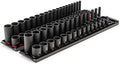 TEKTON 3/8 Inch Drive Impact Socket Set, 68-Piece | SID91219 | (1/4 - 1 in., 6 - 24 mm), Shallow and Deep, 12-Point, Socket Rail