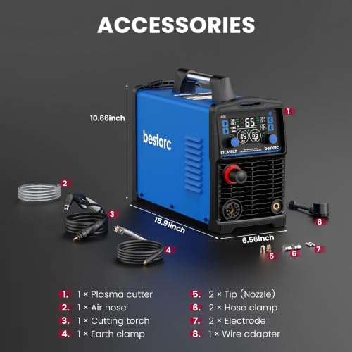 Bestarc Plasma Cutter, [Blow Back Pilot Arc][Large LED][Air Sensor] 65A