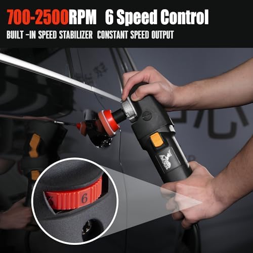 AUTIWOZ Mini Buffer Polisher, Car Polisher Waxer, 600W Rotary Polisher Machine with 33Pcs Polishing Kit, with 1" /2" /3" Base Pads M14 Thread Extension Shaft for Car Boat Sanding Polishing and Waxing