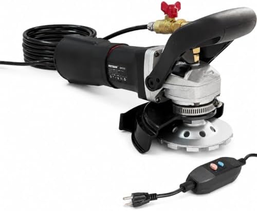 1100W Wet Concrete Grinder & Stone Polisher Kit, 6 Variable Speed Handheld Wet Grinding Machine with Top Water Feed & GFCI, 4” Diamond Wheel and 7 Polishing Pads for Concrete, Granite, Marble & Brick