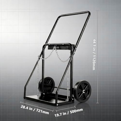 Dual Welding Cylinder Cart, Oxygen Acetylene Tank Cart with 440LBS Weight Capacity, 10-Inch Solid Wheels and Tank Storage Safety Chains, Suitable for Double 12.5-Inch Dia. Gas Cylinders