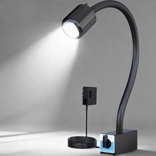 Magnetic Work Light,8W Lathe Machine Light with 12T Magnetic Base,Led Work Light for Lathe Machine/Drill Press