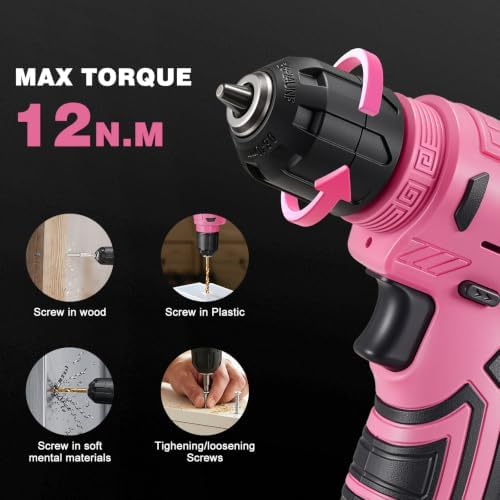 157-Piece Pink Tool Set, 8V Cordless Drill Set, Tool Kit for Women & Women