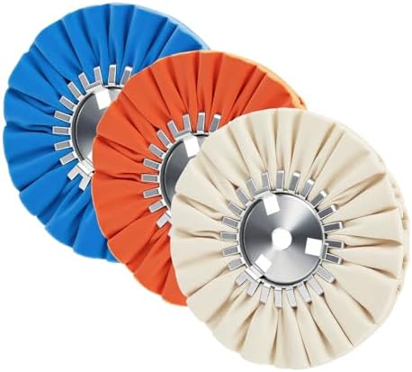 Airway Buffing Wheel Kit 8in Extra Thick 16Ply, 5/8in Arbor Hole Aluminum Wheel Polishing kit 3pcs (1* Coarse & 1*Medium & 1*Fine) for Angle Grinder Metal Automotive Body Rim Polishing