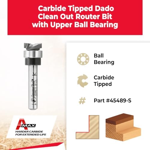 Amana Tool - 45489-S Carbide Tipped Dado Clean out 1/2 Dia x 1/8 x 1/4" Shank with Upp