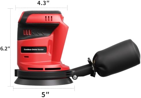Brushless Cordless Random Orbital Sander for Milwaukee M18(NO Battery),5″Palm Sanding Machine Tool with 3-Speed,Dust Collector&10PCS Sandpapers for Woodworking,Auto Repair,Drywall,Polishing
