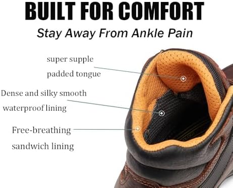 SUREWAY Men's 6 Inch Soft/Steel Toe Waterproof leather Work Boots