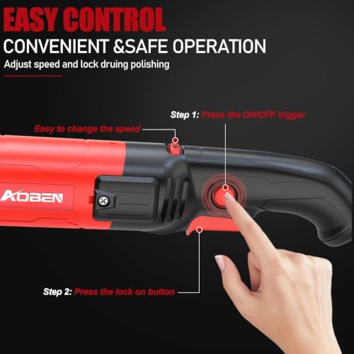 AOBEN Car Buffer Polisher,Rotary polisher,1600W Car Polisher Waxer with 6 Variable Speed,4 Polishing Pads,Detachable Handle for Car Polishing and Waxing
