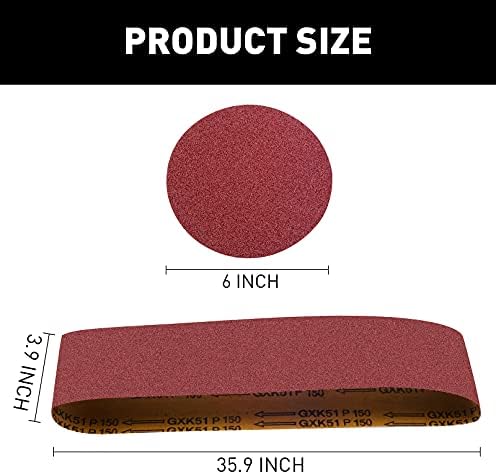 Sanding Belts 4 x 36 Kit, Aluminum Oxide Sanding Belts, Sander Belts 4x36 80-400 Grits 10 Pack and 6 Inch No-Hole Self Stick Oxide Sanding Disc Paper 80-400 Grits 12 Pack (22 Pcs)