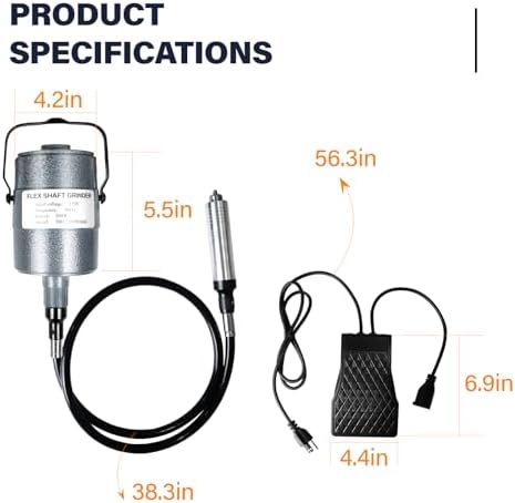TOAUTO Flex Shaft Grinder, 380W 23000 RPM Multifunctional Rotary Tool, Hanging Grinding Machine with Accessory Kit, Foot Pedal for Carving, Buffing, Drilling, and Polishing