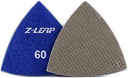 Diamond Triangular Sanding Pads for Oscillating Tools Sandpaper Sheet Polishing Discs 3"(80mm) 60 Grit