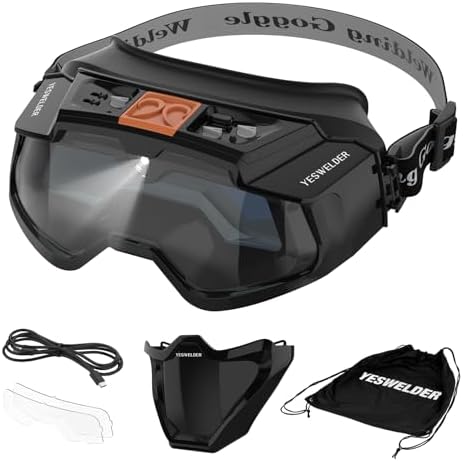 YESWELDER Auto-Darkening Welding Goggles with LED Light and Face Shield