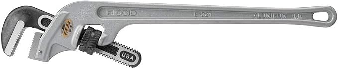 RIDGID 90127 E-924 24" Aluminum End Pipe Wrench with 3" Pipe Capacity, 40% Lighter Aluminum End Plumbing Wrench with Angled Handle