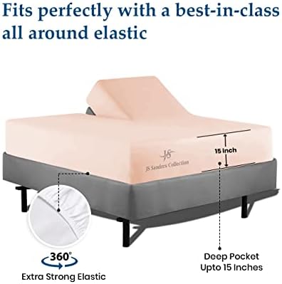 JS Sanders Collection Split Head Sheet Set Cal. King Size,Peach
