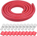 iGreely 4/0 Gauge Wire, 20 Feet Red 4/0 AWG Flexible Welding Battery Copper Cable for Automotive Inverter Solar system RV, 5pcs 5/16""&5pcs 3/8"" Copper Terminal Cable Lug+Heat Shrink Tubing