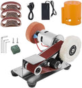 Mini Belt Sander Multifunctional Electric Belt Grinder 7 Adjustable Speed Electric Polishing Sharpener Machine Heavy Duty Stainless Steel Small Electric Sander with 30 Sanding Belt for Metal