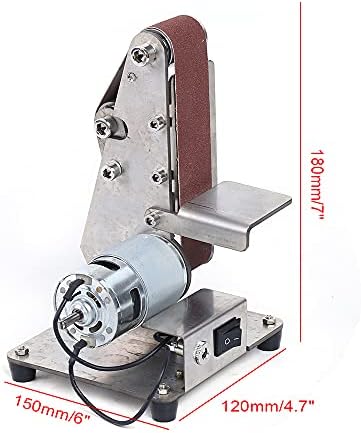 Mini Belt Sander, Electric Power Belt Sanders with 10pcs Sand Belts Metal Grinder Knife Making DIY Vertical Sand Belt Machines for DIY Wood Working Edge Polishing (775 Spindle Motor)