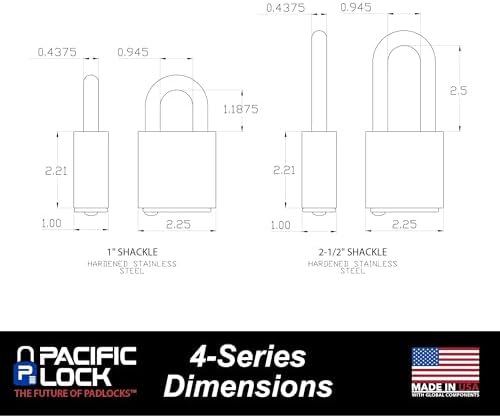 PACLOCK's 4-Series Padlock, UCS, 7/16" Diameter Hard. Stainless Steel Shackle, 2-1/2" Tall, High Performance 6-Pin Cylinder, One Lock Keyed to a Number U-Pick! w/ 2 Keys, Red Anodized Aluminum