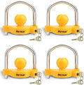 RETRUE Universal Trailer Coupler Lock, 4PC Key Alike Hitch Ball Lock,Yellow