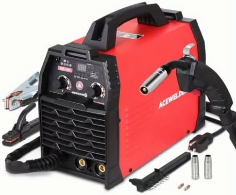 ACEWELDER 140A Gasless Flux Core MIG Welder/Lift TIG/Stick 3 in 1 Welding Machine 110V Portable IGBT Inverter Synergy Welder Machine (MIG140)